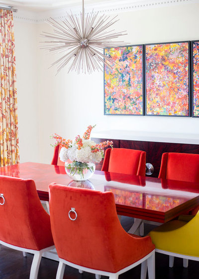 Transitional Dining Room by alisha gwen interior design
