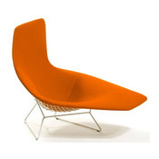 Knoll Bertoia Asymmetric Upholstered Chaise, Hourglass Tangerine