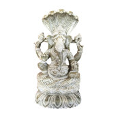 Mogulinterior - Lord Ganesha Seated On Sheshnaag Stone Statue - Decorative Objects And Figurines