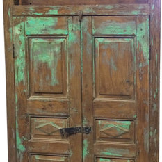 Mogul interior - Consigned Reclaimed Woods Jaipur Terrace Teak Doors, Colored Glass Indian Style - Rich with history and detail these set of doors will accent beautifully any room.