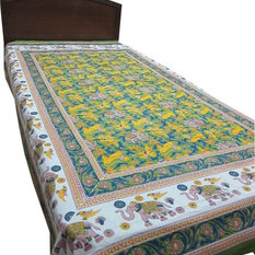 Mogul Interior - Bohemian Printed Tapestry Bedding Cotton Room Decor Bedsheet Coverlet - This bedspread set comes to you from India.Elegant printed base cotton bedspread.