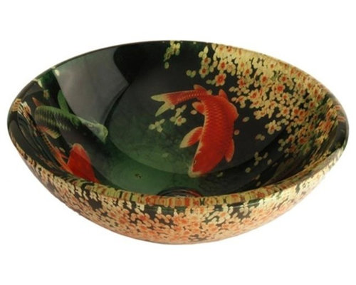 ... Streams FSS-GVS-003FP Fish Pond Glass Vessel Sink - Bathroom Sinks