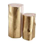 Logglove Side Tables, Golden Leather Finish, Set of 2