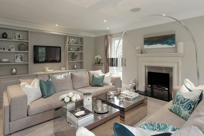 Transitional Living Room by Hush Design Ltd