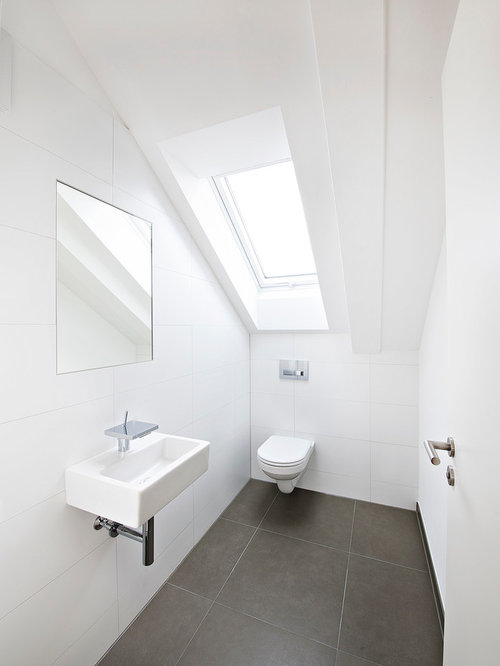 Gästetoilette & Gäste-WC mit weißen Fliesen: Ideen für Gästebad- und