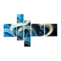 Matthew's Art Gallery - Metal Wall Art Abstract Modern Contemporary Sculpture Large Home Decor Blue Wave