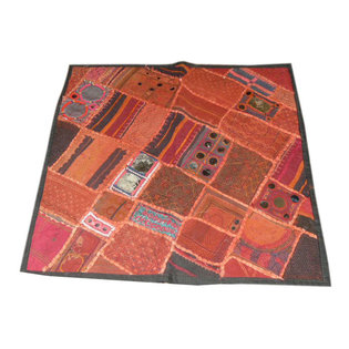 Mogul Interior - Consigned Handmade Vintage Style Pillow Sham Sari Patch Cushion Cover - *Each tapestry is made from exotic vintage bridal saris and is absolutely unique.