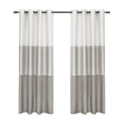 Chateau Striped Faux Silk Curtain Panels, 54" X 108", Dove Grey, Set of 2
