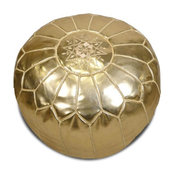 Moroccan Pouf, Metallic Gold