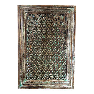 Mogul Interior - Consigned Jharokha Floral Hand Carved Reclaimed Woods Window Frame - *Rich with history and detail Indian jharokha window is from jodhpur, Rajasthan, India.