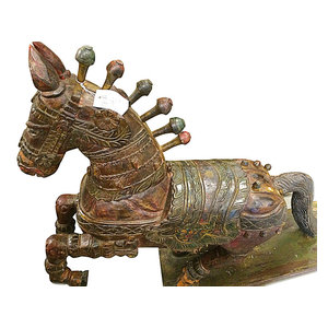 Mogul Interior - Consigned Antique Indian Wooden Horse Decorative Horse Sculpture - This is a really unique You can use classic horse sculptures to change the look of the inside of your home as well.you can use in the garden and your home to make it more reflective of your personal taste can also be used indoors to make your home feel very comfortable.