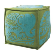 Elephant Pouf - Leaf/Turquoise