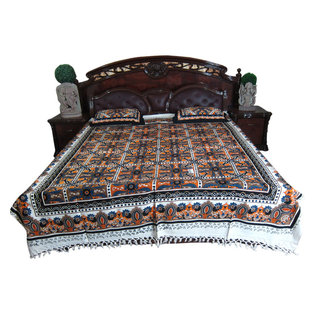 Mogul Interior - Authentic Handloom Galicha Cotton Bedspreads Boho Style Pillows Covers Authentic - Authentic hand block printed, hand loomed cotton bedspreads.Variation and color runs are an inherent part of the hand crafting process.