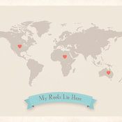 Roots World Map Customized Print, Gray by My Roots