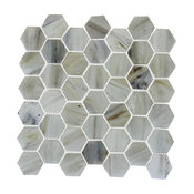 Sea Shell Recycled Hexagon Glass Mosaic Tile, 12"x12"