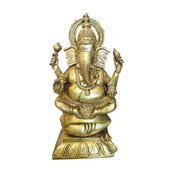 Mogul Interior - Lord Ganesha Sculpture Hindu Ganesh Brass Statues- God of Success - Decorative Objects And Figurines