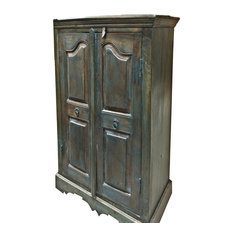 Mogul Interior - Consigned Armoire Storage Teak Wood Britsh Colonial Cabinet - A true Armoire from a village just outside of Rajasthan, India.