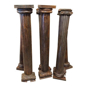 Mogul Interior - Consigned Columns Pair Pilasters Reclaimed Woods Architectural Pillar Columns - Beautifully  pair of antique columns. 56 inches tall 8 inches wide