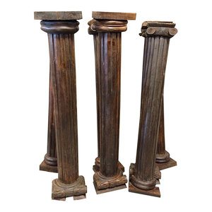Mogul Interior - Consigned Columns Pair Pilasters Reclaimed Woods Architectural Pillar Columns - Beautifully  pair of antique columns. 56 inches tall 8 inches wide