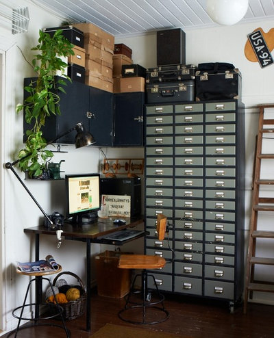 Industrial Home Office & Library by Joanna Thornhill Interiors