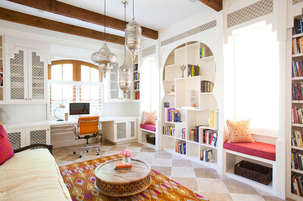 Mediterranean Home Office & Library by Laura U, Inc.