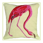 Pink Flamingo Needlepoint Pillow, Audubon