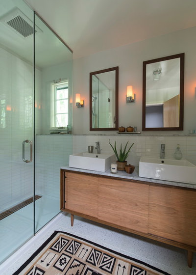 Transitional Bathroom by Rill Architects