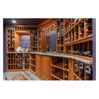 Guilford Connecticut Custom Wine Cellar Redwood Traditional Glass Wine