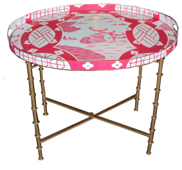Canton in Pink Tray Table Asian Side Tables And End Tables by