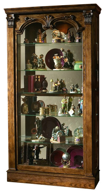 pulaski estate oak two way sliding door curio