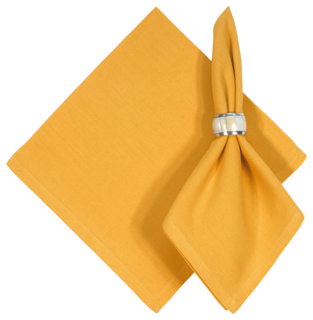 Hand Woven 100 Cotton Napkins, Set of 6, Mustard Traditional Napkins