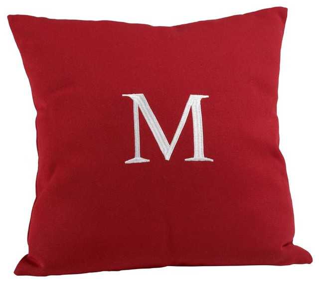 Monogrammable Outdoor Pillow, Cherry Red - Traditional - Outdoor Cushions And Pillows - by ...
