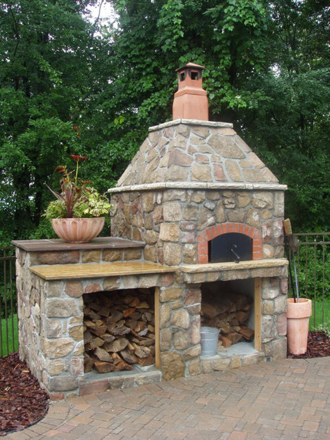 Outdoor Hip Roof Wood Fired Pizza Ovens  Mediterranean  Patio 