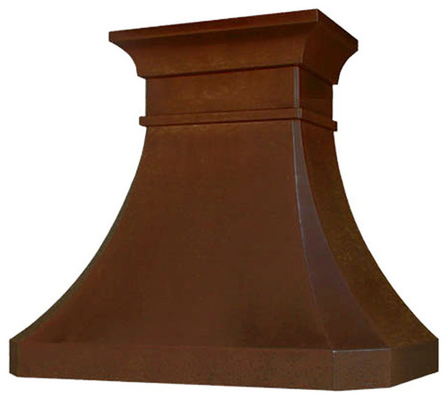 Hammered Copper Stove Hood "Greensboro", Natural Fired, 30", Wall Mount