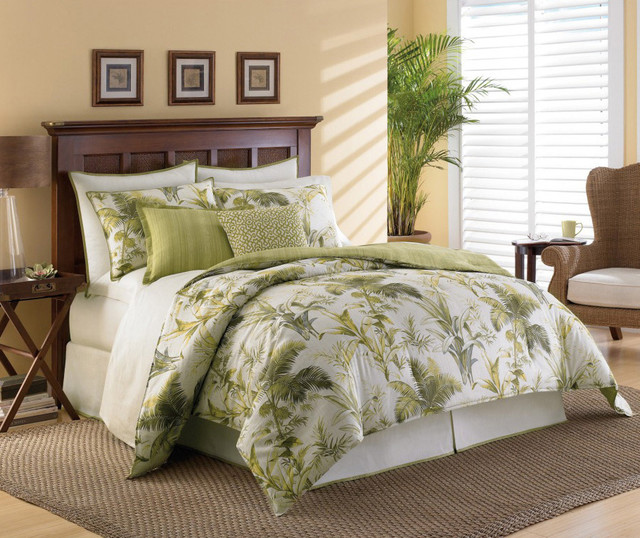 3PC TOMMY BAHAMAS ISLAND BOTANICAL TWIN COMFORTER SET TROPICAL PALM