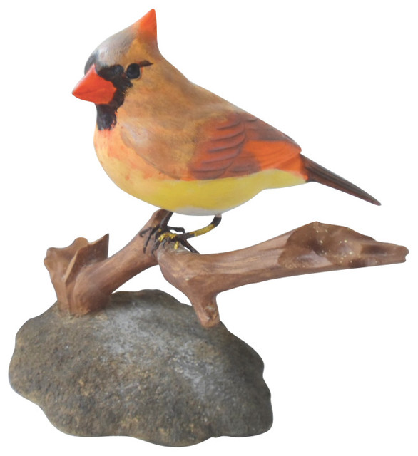 Northern Cardinal Carving Female Transitional Decorative Objects