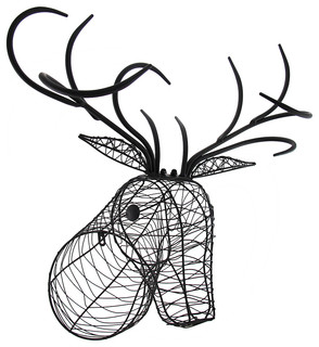 Deer Head Wall Hanging Metal Wire Wall Sculpture - Traditional - Wall 
