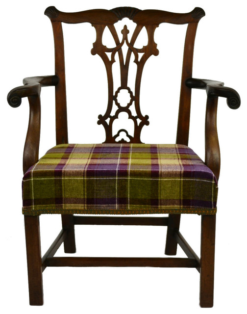 Consigned II Mahogany and Scottish Tartan Armchair Traditional