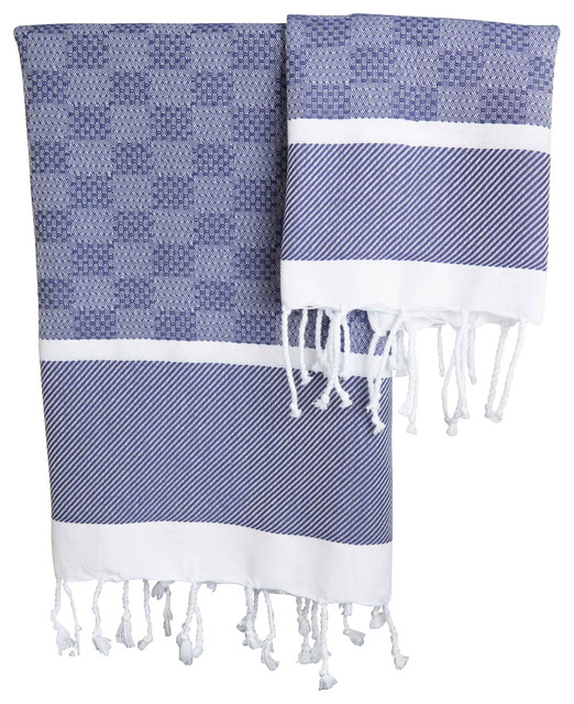 Guest Hand Towels Plaid Jaquard, Set of 2, Set of 2 Contemporary