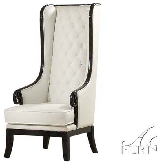 ACME Furniture Parr Black/White HighBack Accent Wing Arm Chair