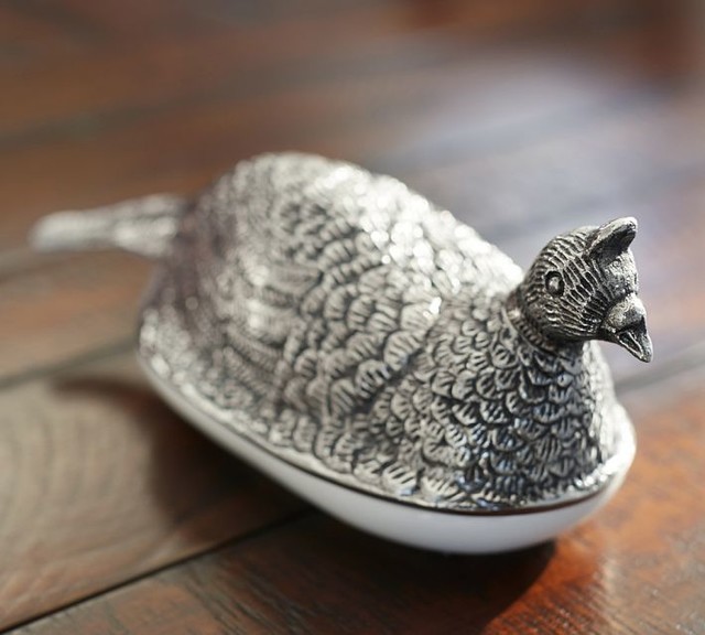Pheasant Lidded Butter Dish Contemporary Butter Dishes sacramento