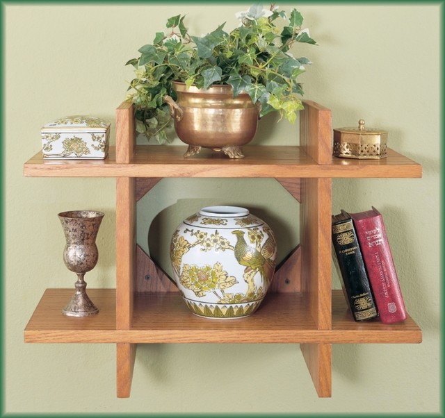 Light Oak Modular Shelf Contemporary Display & Wall Shelves by