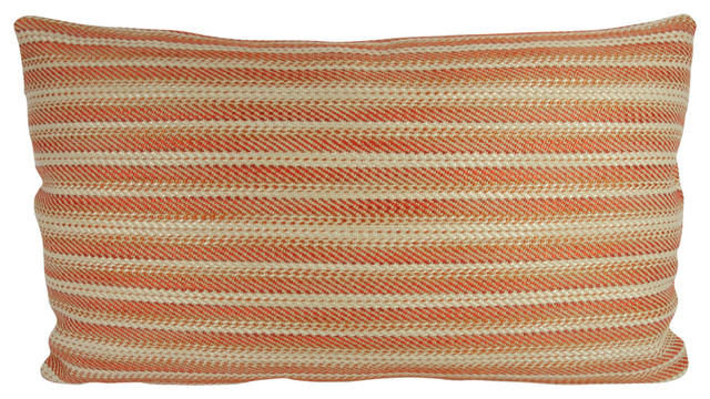 Red Striped Lumbar Throw Pillow With Feather Down Insert - Transitional - Decorative Pillows ...