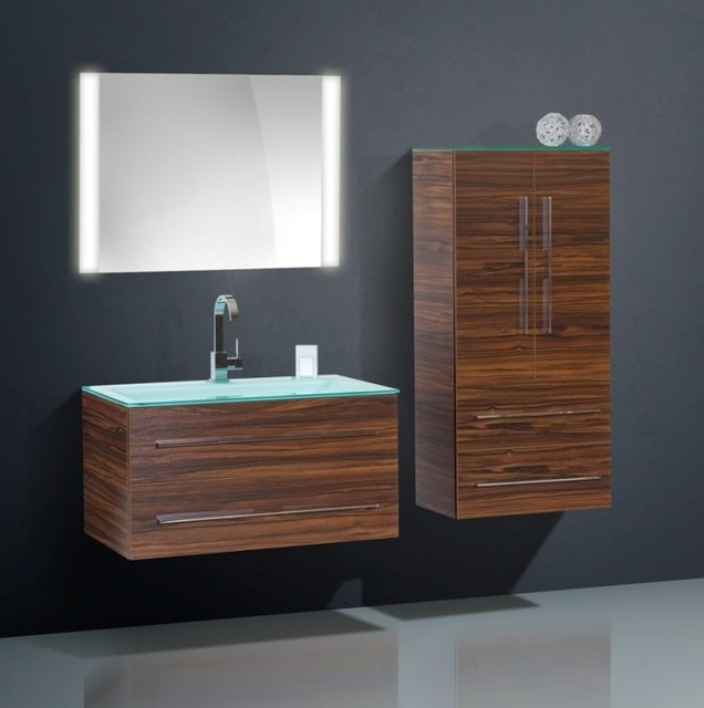 high quality modern bathroom cabinet with glass countertop