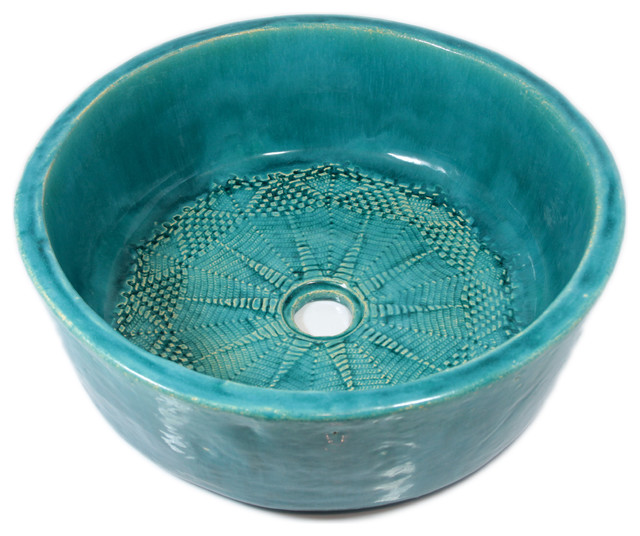 turquise ceramic sink with original pattern - Rustic - Bathroom Sinks ...