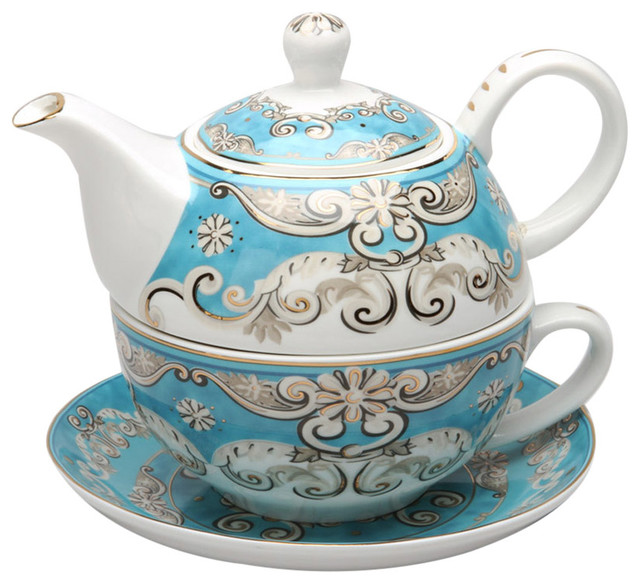 Grace's Teaware Tea for One Set in Blue Gift Box, Turquoise