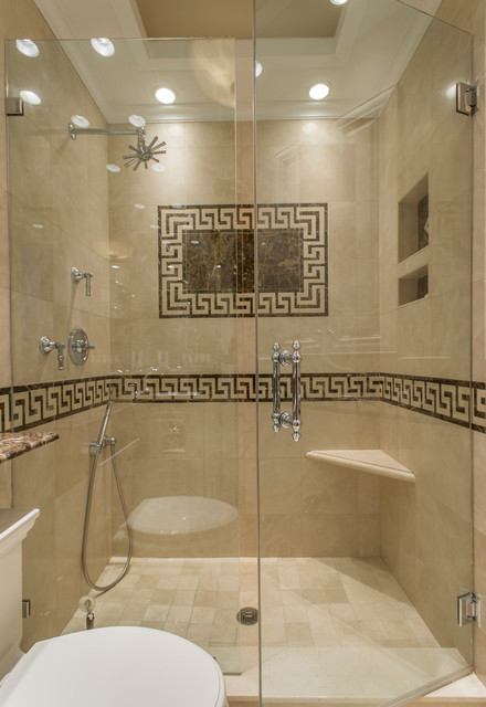 Greek key marble bathroom - Traditional - Bathroom - boston - by