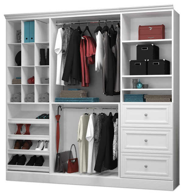 Versatile by Bestar 86'' Classic Kit, White Transitional Closet