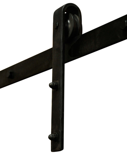 Hammered Barn Door Hardware Kit, Bronze, 5ft Track (for 30" or Smaller