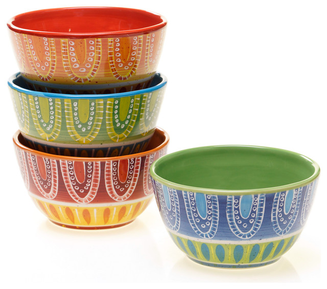 Tapas 6inch Assorted Ice Cream Bowls (Set of 4) Contemporary
